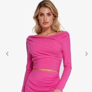 Women’s Off The Shoulder Long Sleeve Top - Vibrant Pink